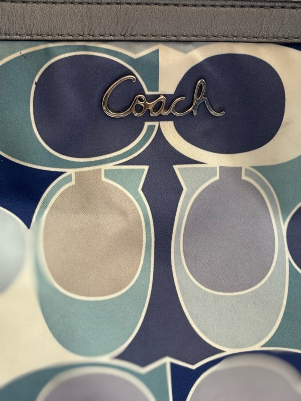Coach Teal, Navy & Silver Signature Shoulder Bag - Picture 3 of 13